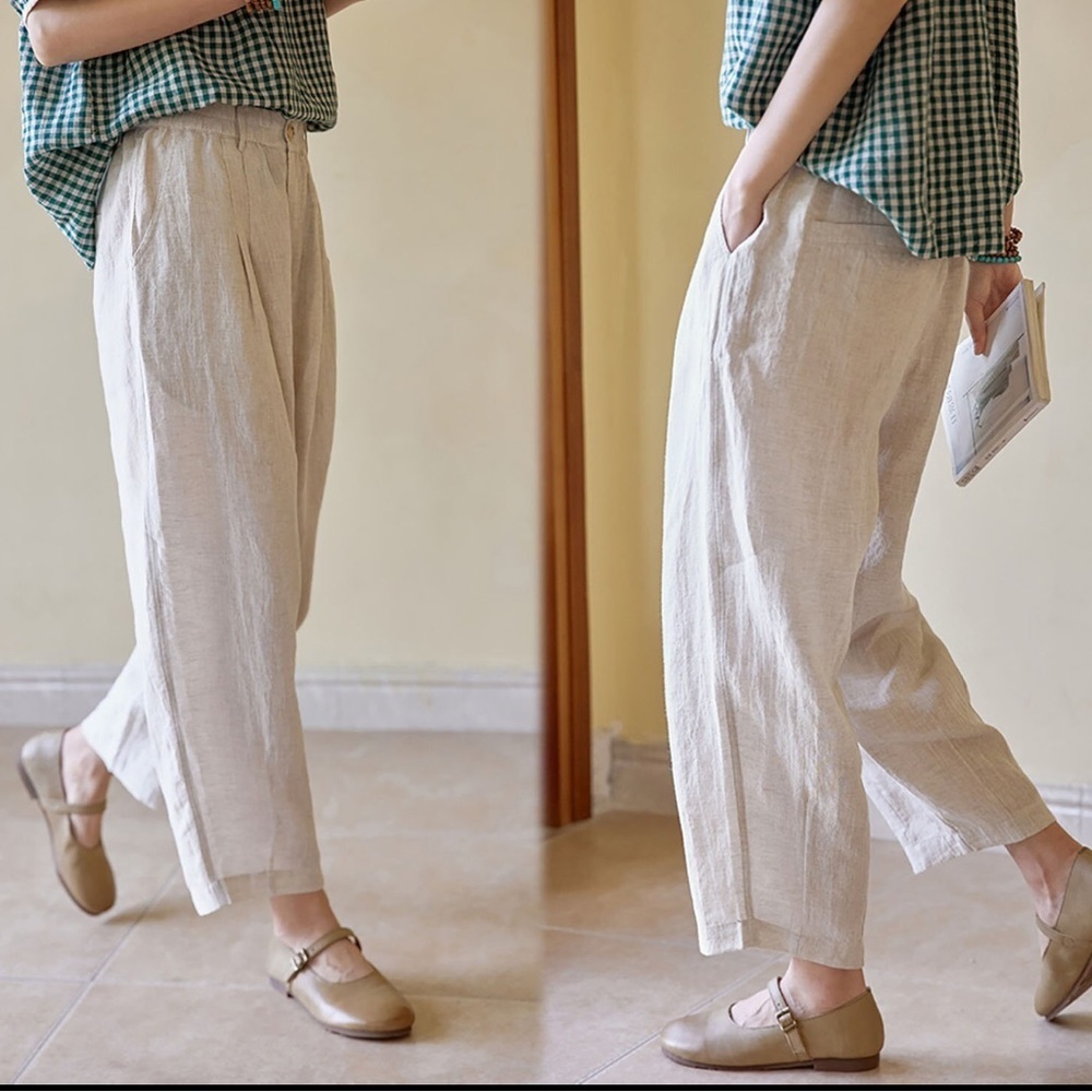 Briggs New York Black Tank Top and Cream Wide Leg Pants - Picture 7 of 12